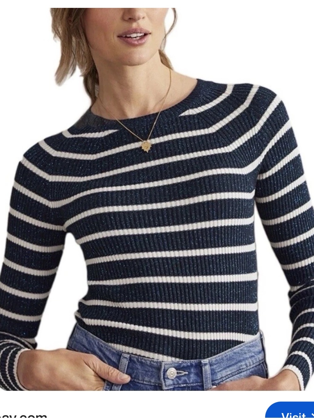 BODEN Effie Sparkle Stripe Sweater Jumper